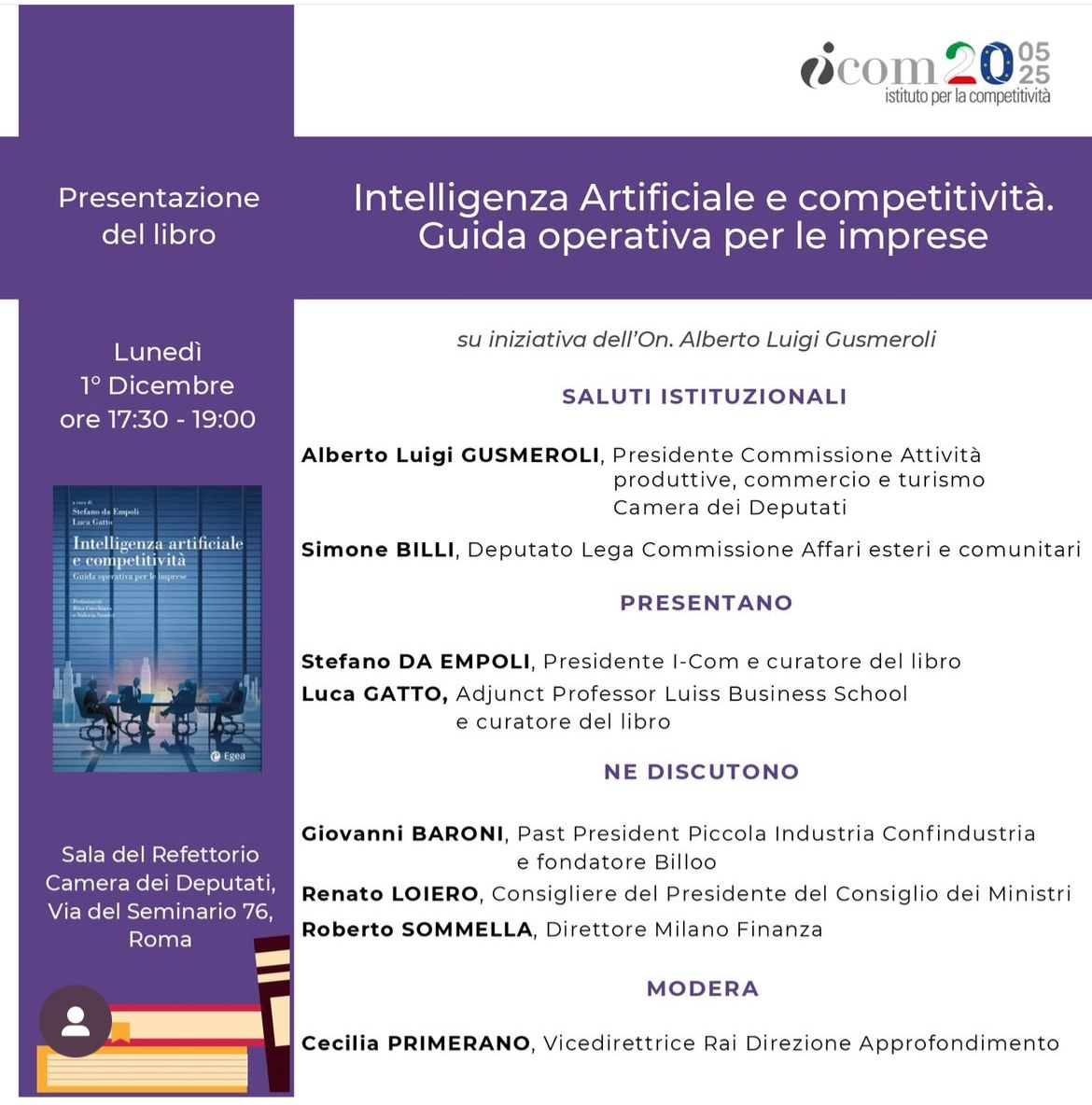 Presentazione del libro «Intelligenza Artificiale e competitività. Guida operativa per le imprese»